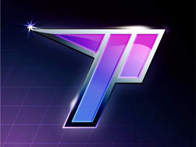 Neon Pickaxe 80s logo neon outrun synthwave vaporwave