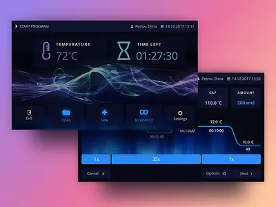 Thermal cycler device interface bacteriology concept dna infographic interface medical microbiology science ui ui ux uidesign user interface ux uxdesign uxui