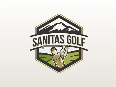 Sanitas golf golf golfing logo mountain player sanitas sport
