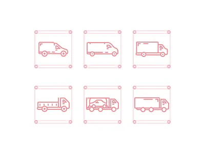 Vehicle Icons 2d car freteman icon iconography illustration line outline truck vehicle