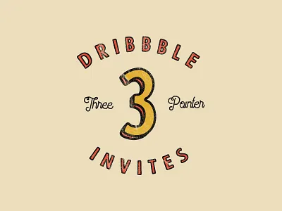 3 Invites 3 badge invites lettering numbers retro rustic texture