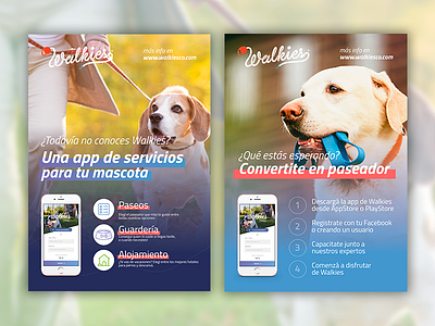 Walkies app branding design dogs poster walking