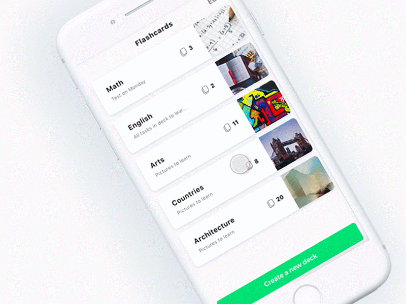 Flashcards app app education flashcards ios mobile ui ux
