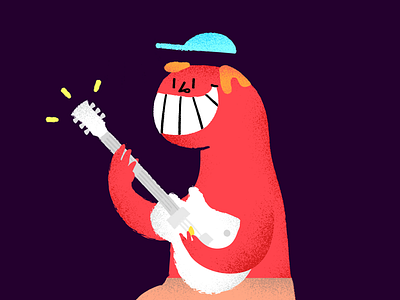 Left Handed Guitarist brush colors design graphic flat guitar illustration music vector