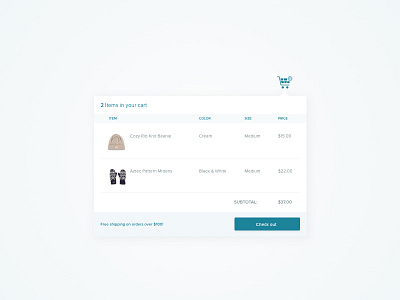 Daily UI #058 : Shopping Cart cart dailyui ecommerce minicart ui