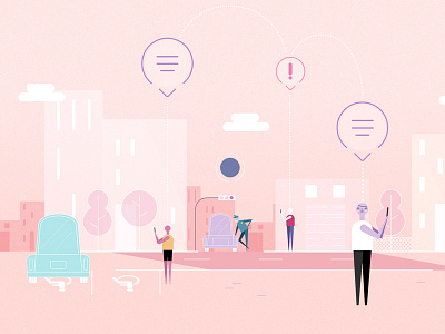 Everyone is connected art background buildings city concept art illustration photoshop smartphone