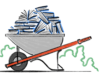 Books in a Barrow 7000 apple pencil chalk ipad pro procreate