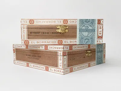 El Borracho Packaging box cigar identity logo packaging seal tape tobacco vintage