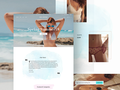 Bluestrom - fashion website bra clean design ecommerce home landing beach lingerie summer woman minimal web page page fashion retro ui ux website