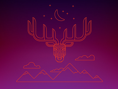 Midnight Elk elk illustration night vector