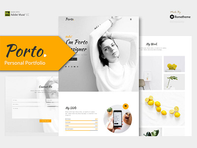 Porto - Personal Muse Template adobe muse cv freelancer job seeker minimalist muse template muse theme no code personal portfolio resume simple vcard