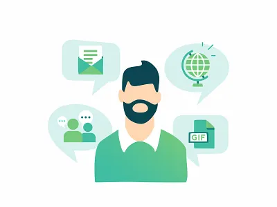 Talk With Us character chat conversation design gif globe gradient illustration message response talk talk with us