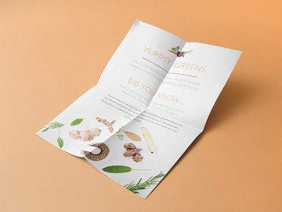 Yummy Greens - Info Flyer branding colourful flat flyer health logotype mockup print product simple stationary