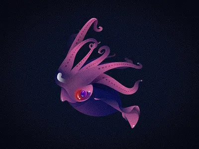 Fantastic marine life country creature dark fantastic funny illustration mystical ocean