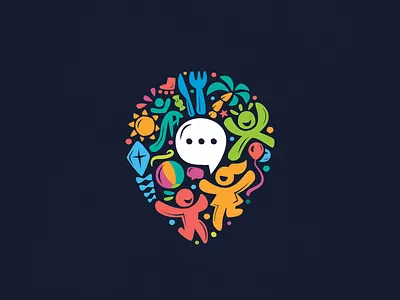 Fun! brand mark identity branding cute cute friendly fun emblem fun icon identity illustration illustration colorful kids logo logo logo pin marker mark message text food places kids child symbol