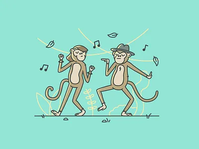 Sounds of the jungle 2 character dance dj illustration jungle monkeys music vector