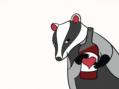 Wine not? badger illustration sketch vector wine