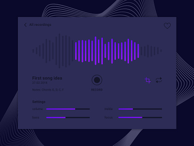 Daily UI Challenge #07 Settings daily ui memos mobile music music player music settings settings sound user interface volume wave webdesign