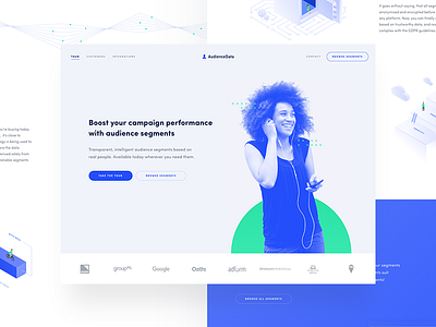 AudienceData Tour Page audience blue data geometric gradient minimal neon network technology ui vibrant web