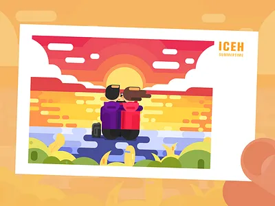 Sunset china illustration relaxing summer summertime sunrise