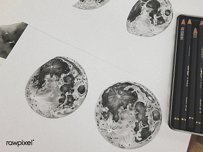 Super moon blackandwhite drawing illustration moon vintage illustration