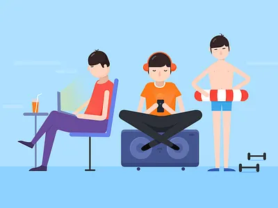 Daily Life computer listen music play swim