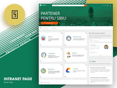 Intranet Home Page design flat green intranet product ui