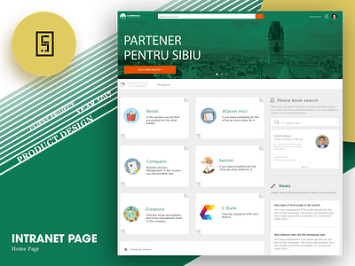 Intranet Home Page design flat green intranet product ui