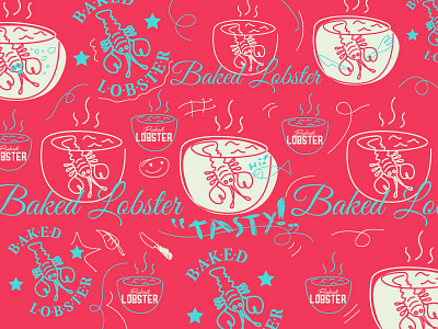 #Baked Lobster# baked blue brand dish lobster logo logotype mark restaurant salmon seafood shape