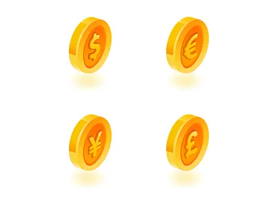 Coins for stock coin dollar euro flat icon image isolated isometric money pound vector yen