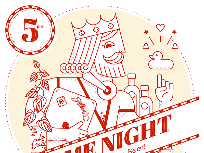 Card Invite 800x600 carddeck gamenight halftone icons illustrator kingofcards linework minimal rubberduck skull vector