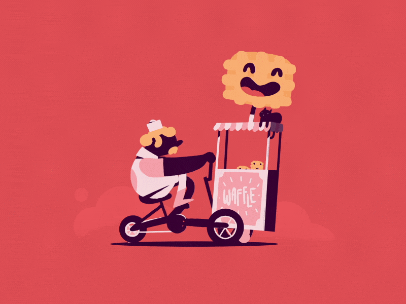 Dribbble Waffle animation cat character design illustration motion move nicolas grandry renaud lavency smile waffle