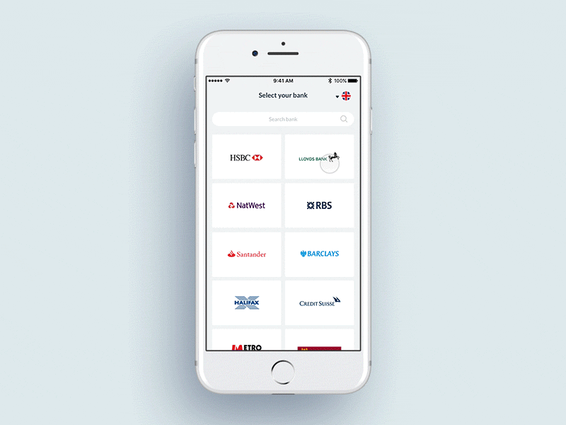 Connect Bank Account animation app banking fintech interactive ios iphone principle ui