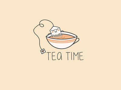 Tea Time cute logo relax tea tea bag