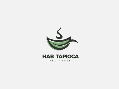 Tea House Logo herbs leaf logo steam tea