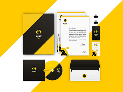 Garage Films Stationary a4 brand branding business card film folder garage gear stationary