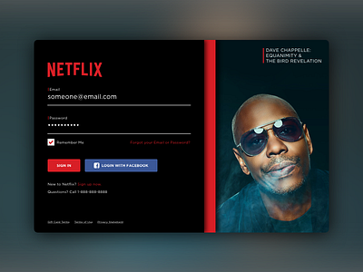 Sign Up card dailyui login netflix signup ui