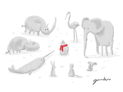 Gainsboro gainsboro grey illustration kidlit kidlitart kids penguin red scarf