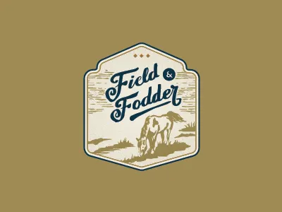 Field and Fodder logo agriculture badge field horse logo western