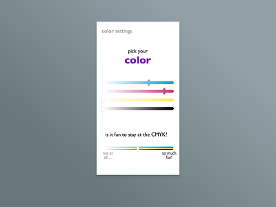 settings - dailyUi 007 challenge cmyk color color picker dailyui dailyui006 mobile settings