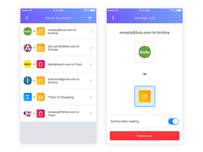 Manage Move Assistant automation email filters manage message rules