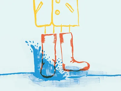 Rainy Day Illustration illustration puddle rain boots rainy day