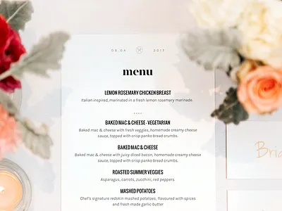 Wedding Menu floral greenery invitation menu minimal print design serif typography wedding white