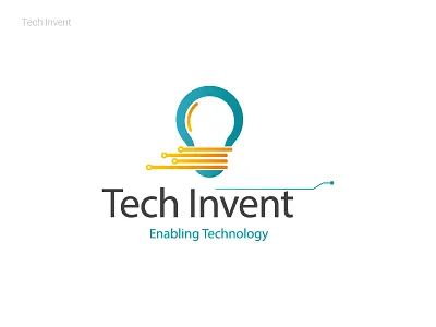 Tech Invent 2d logo custom logo detailed logo multi color typography