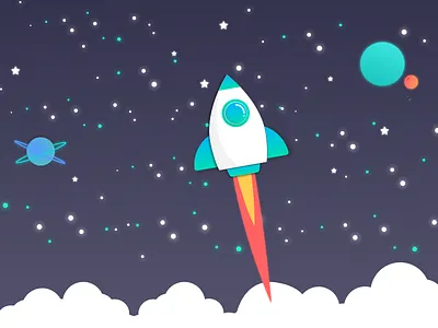 Blast Off! blast off fire galaxy gradient illustration planets rocket space spaceship speed stars vector