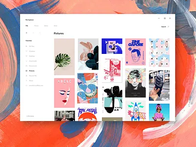 File Explorer file files minimal os red ui ux visual window