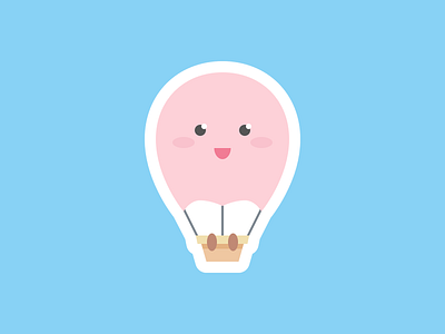 Air Balloon aerostat air balloon basket cute flat fly hot icon illustration sky sticker