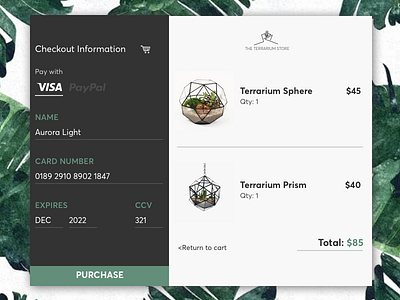 Day 002 - Credit Card Checkout checkout creditcard dailyui dailyui002 succulents terrarium