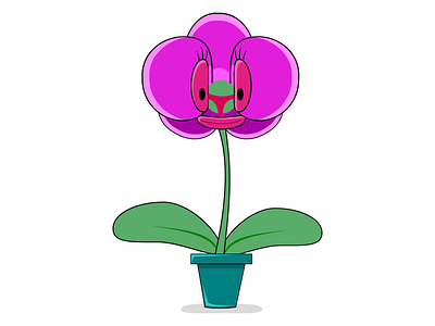 Orchidella fun funny green illustration inkscape orchidea plant pot vector