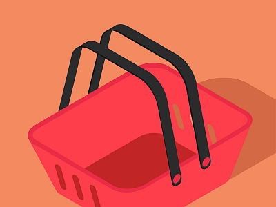 Cart 3d cart flat isometric red shop